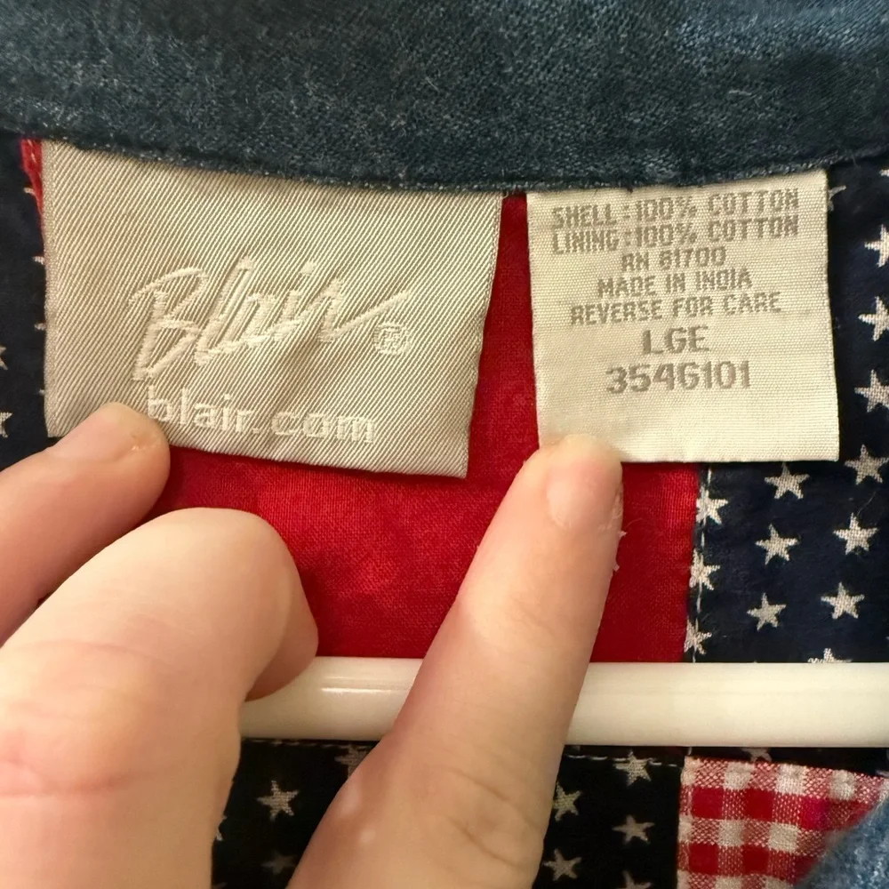 Vintage Americana‎ Cottagecore Blair Red and Blue Star Patterned Jacket Size L